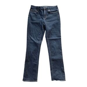 Lands' End Midrise Straight Leg Jeans Womens 10 Dark Wash Indigo Classic Mature